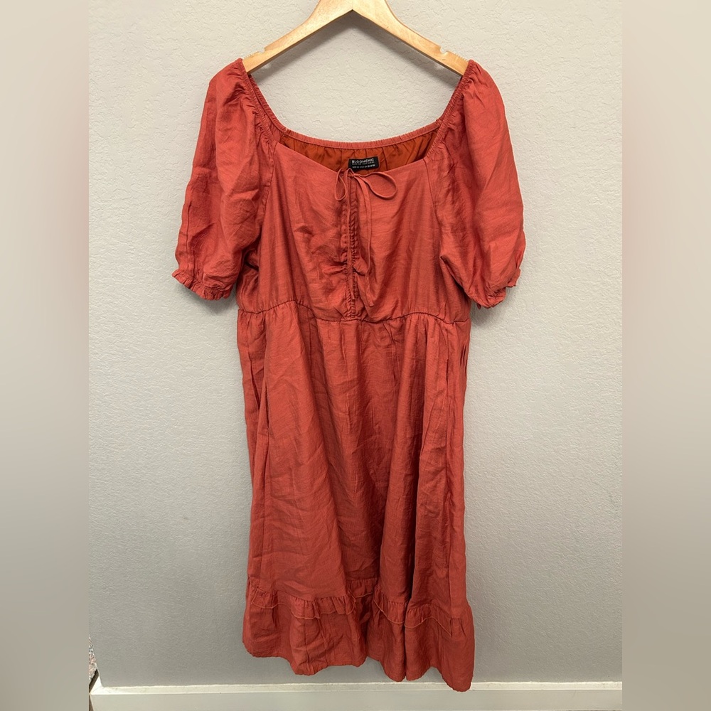 BloomChic Terracotta Puff Sleeve Dress - Picture 3 of 8